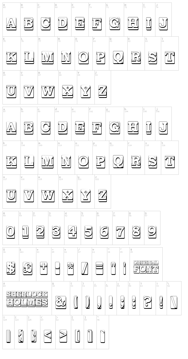 Sherlock Holmes font map